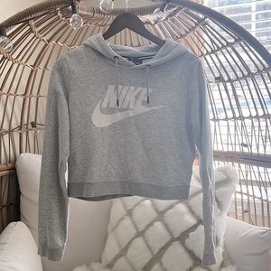 Nike size medium light grey crop hoodie
